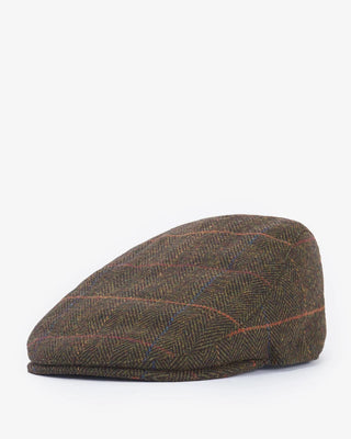 Barbour Olive Herringbone Cheviot Flat Cap 1