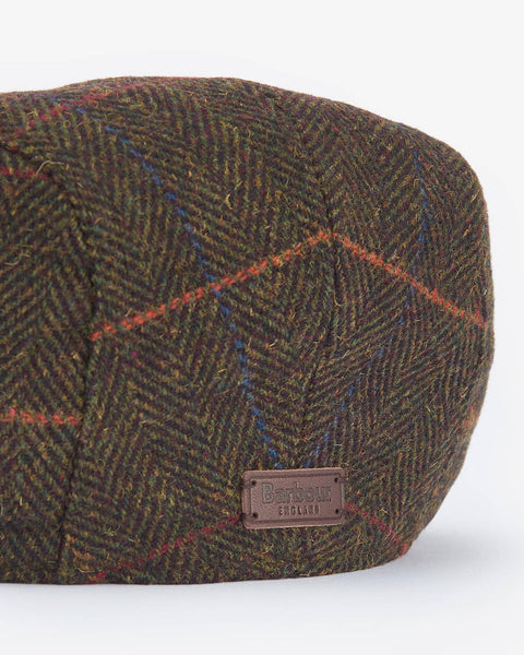 Barbour Olive Herringbone Cheviot Flat Cap 2