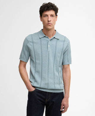 Barbour Slate Blue Wellburn Knitted Polo - Cotton, Denim, Stripe - View 9