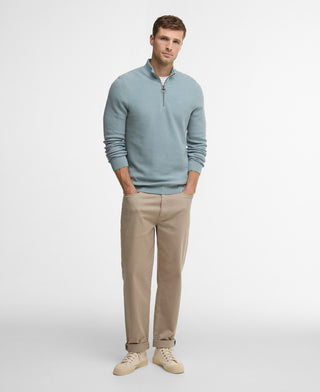 Barbour Slate Blue Honeycomb Quarter-Zip Sweater - Cotton, Denim, Textured - Alternate View