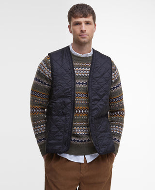 Barbour Classic Black Polarquilt Zip-In Liner Vest, front view.