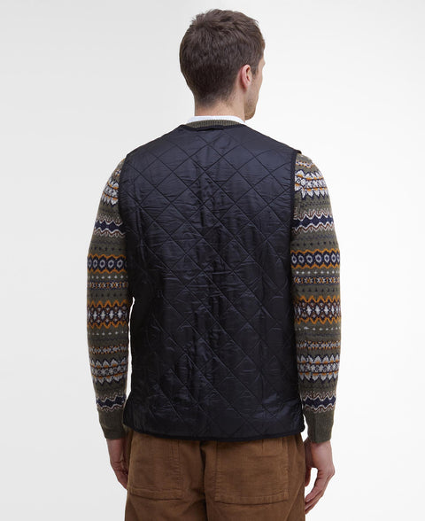 Barbour Classic Black Polarquilt Zip-In Liner Vest, back view.