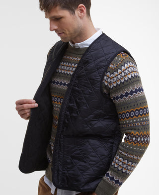 Barbour Classic Black Polarquilt Zip-In Liner Vest, detail.