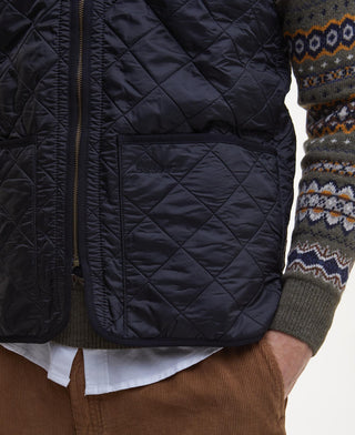 Barbour Classic Black Polarquilt Zip-In Liner Vest, detail.