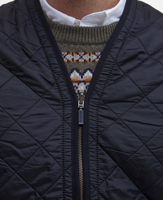 Barbour Classic Black Polarquilt Zip-In Liner Vest, detail.