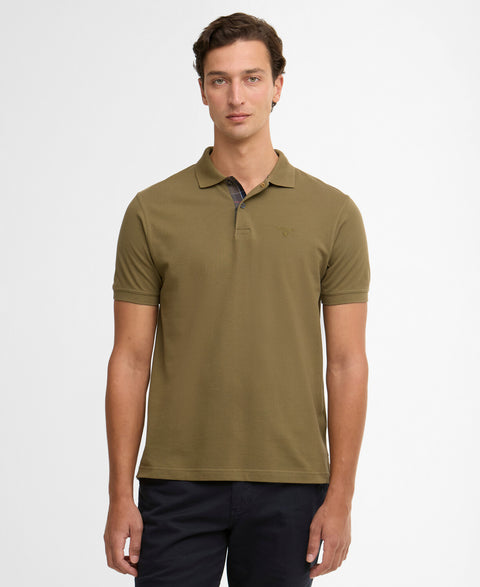 Barbour Olive Pima Cotton Polo - Tan, Cotton, Pima Cotton, Denim, Tailored Fit, Knit - View 9