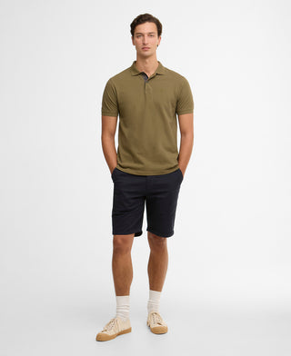 Barbour Olive Pima Cotton Polo - Tan, Cotton, Pima Cotton, Denim, Tailored Fit, Knit - Alternate View