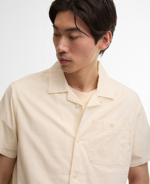 Barbour Off White Parkvale Slub Relaxed Short-Sleeved Shirt - Cotton, Denim, Relaxed Fit, Matte - View 9