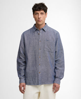 Barbour Indigo Bradden Linen Blend Relaxed Shirt - Red, Cotton, Linen, Denim, Relaxed Fit, Textured - View 10