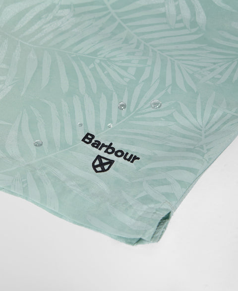 Barbour Mint Blue Water Reactive Leaf Print Swim Shorts - Polyester, Regular Fit - Alternate View
