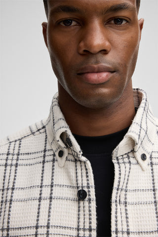Strellson Off White Nero Overshirt - Polyester, Regular Fit, Check - Detail View