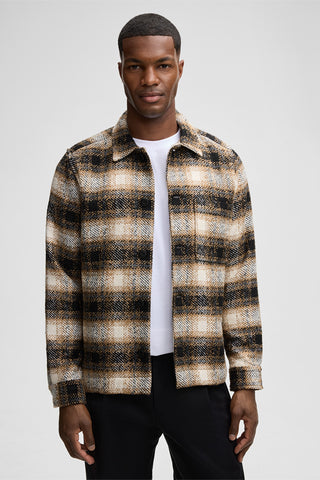 Strellson Black & Beige Check Noel Overshirt - Cotton, Polyester, Regular Fit - Alternate View