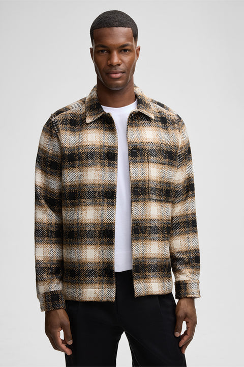 Strellson Black & Beige Check Noel Overshirt - Cotton, Polyester, Regular Fit - Alternate View
