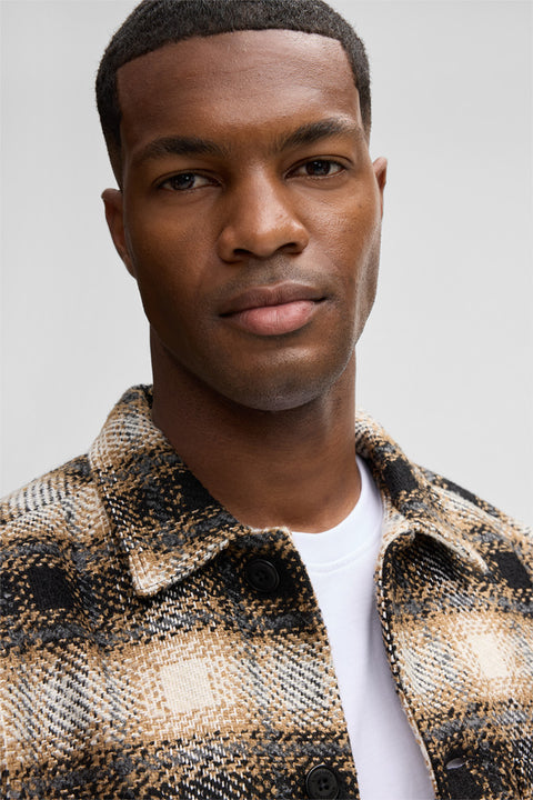 Strellson Black & Beige Check Noel Overshirt - Cotton, Polyester, Regular Fit - Detail View