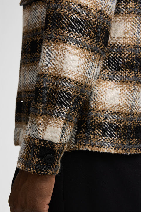 Strellson Black & Beige Check Noel Overshirt - Cotton, Polyester, Regular Fit - Back View
