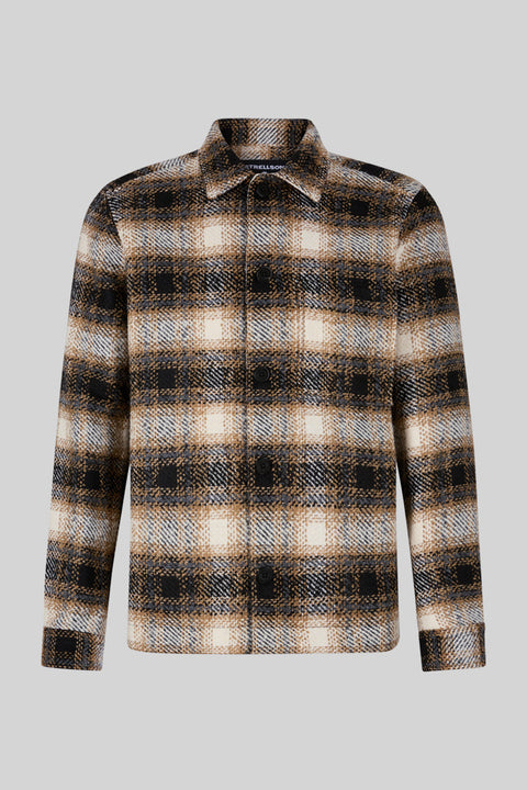 Strellson Black & Beige Check Noel Overshirt - Cotton, Polyester, Regular Fit