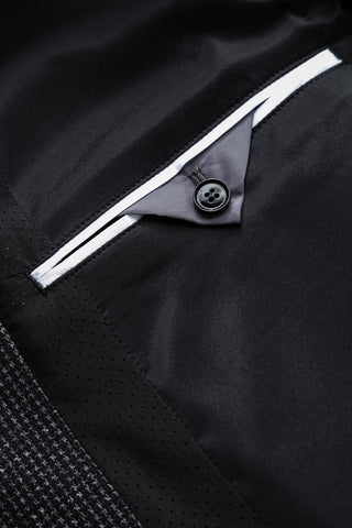 Strellson Charcoal Patterned Finchley Short Coat - Black, Wool, Denim, Oxford, Houndstooth - View 7