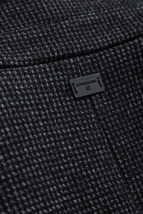 Strellson Charcoal Patterned Finchley Short Coat - Black, Wool, Denim, Oxford, Houndstooth - View 8