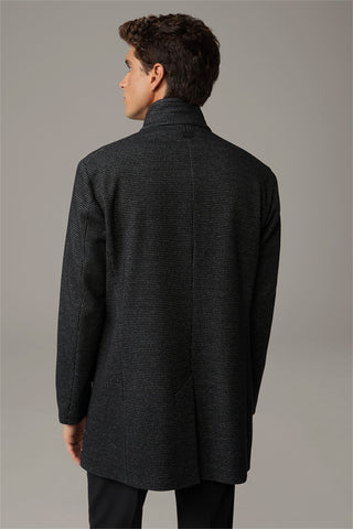 Strellson Charcoal Patterned Finchley Short Coat - Black, Wool, Denim, Oxford, Houndstooth - View 5
