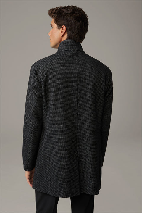 Strellson Charcoal Patterned Finchley Short Coat - Black, Wool, Denim, Oxford, Houndstooth - View 5