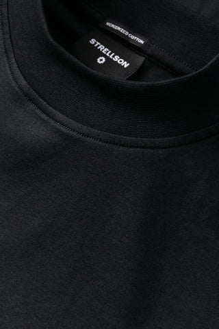 Strellson Black Pepe Long Sleeve Crewneck T-shirt - Wool, Cotton, Leather, Textured - Alternate View