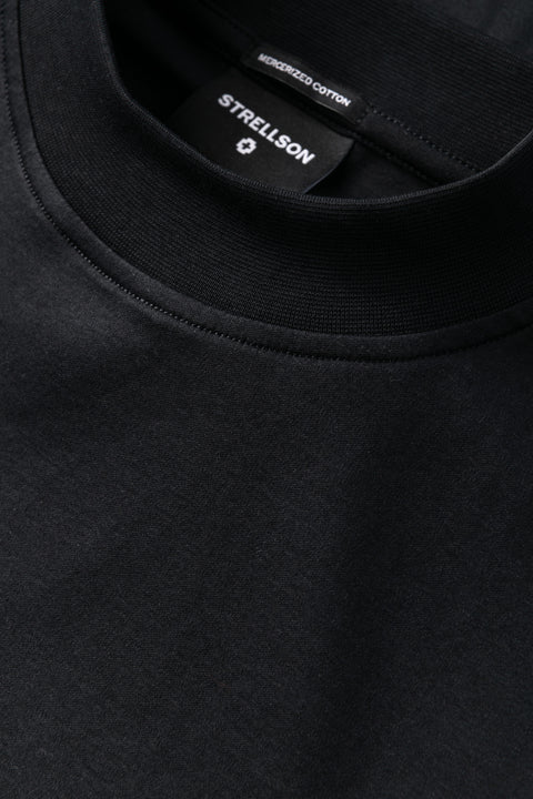 Strellson Black Pepe Long Sleeve Crewneck T-shirt - Wool, Cotton, Leather, Textured - Alternate View