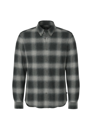 Strellson Black & Grey Check Corey Flannel Shirt - Cotton, Flannel, Regular Fit
