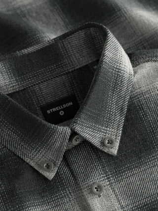 Strellson Black & Grey Check Corey Flannel Shirt - Cotton, Flannel, Regular Fit - Alternate View