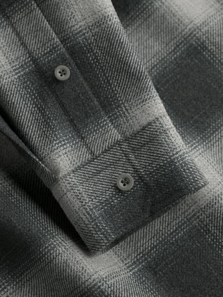 Strellson Black & Grey Check Corey Flannel Shirt - Cotton, Flannel, Regular Fit - Back View