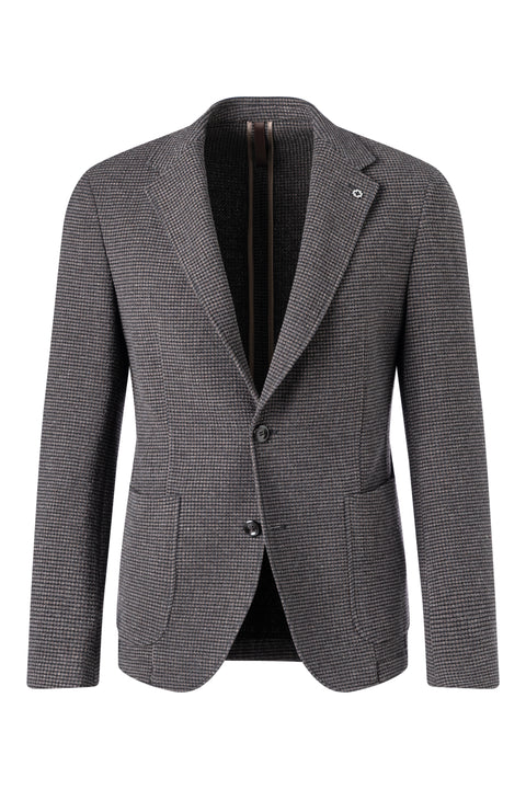 Strellson Textured Brown Knit Adwyn Blazer - Wool, Polyester, Viscose, Slim Fit