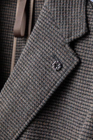 Strellson Textured Brown Knit Adwyn Blazer - Wool, Polyester, Viscose, Slim Fit - Detail View