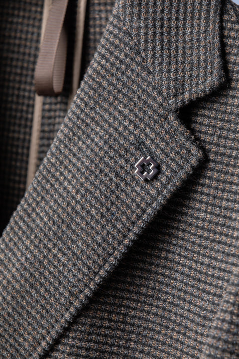 Strellson Textured Brown Knit Adwyn Blazer - Wool, Polyester, Viscose, Slim Fit - Detail View