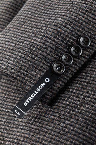Strellson Textured Brown Knit Adwyn Blazer - Wool, Polyester, Viscose, Slim Fit - Back View