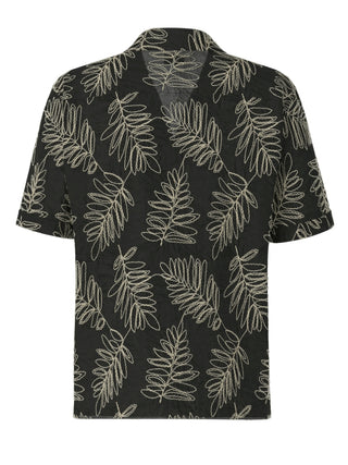 Strellson Black Pattered Short Sleeve Camp Collar Shirt - Cotton, Polyester, Regular Fit - View 6