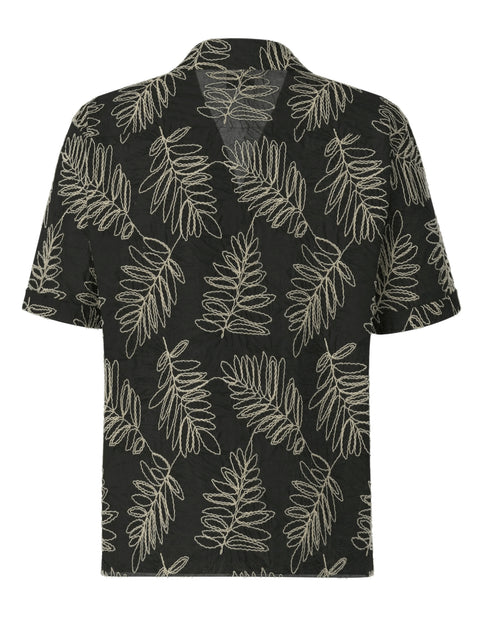 Strellson Black Pattered Short Sleeve Camp Collar Shirt - Cotton, Polyester, Regular Fit - View 6