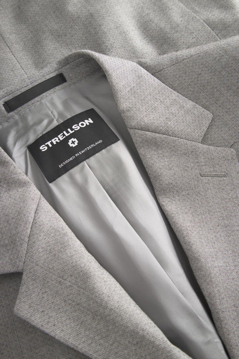 Strellson Textured Grey Aidan-Melwin Suit - Wool, Polyester, Viscose, Slim Fit - Detail View
