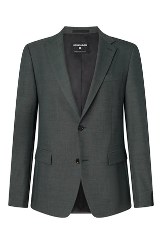 Strellson Green-Grey Alzer-Kynd Suit - Navy, Wool, Polyester, Viscose, Slim Fit, Knit