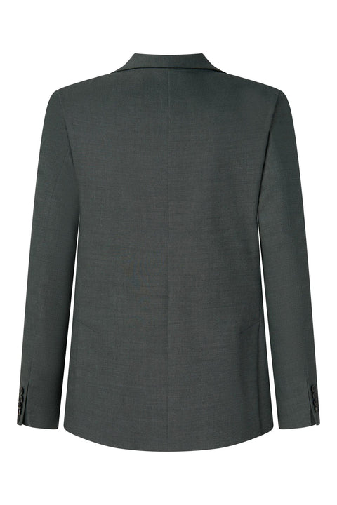 Strellson Green-Grey Alzer-Kynd Suit - Navy, Wool, Polyester, Viscose, Slim Fit, Knit - Back View