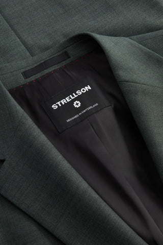 Strellson Green-Grey Alzer-Kynd Suit - Navy, Wool, Polyester, Viscose, Slim Fit, Knit - Alternate View