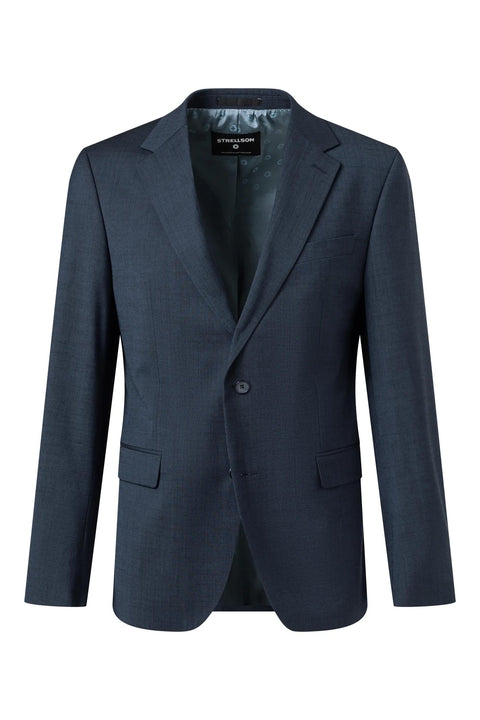 Strellson Textured Navy Aidan-Melwin Suit - Wool, Polyester, Viscose, Slim Fit