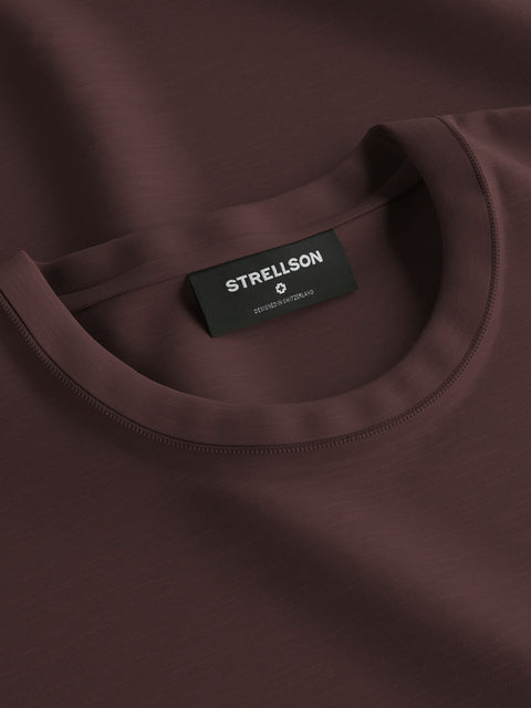 Strellson Burgundy Cotton T-Shirt - Cotton, Denim, Regular Fit - Detail View