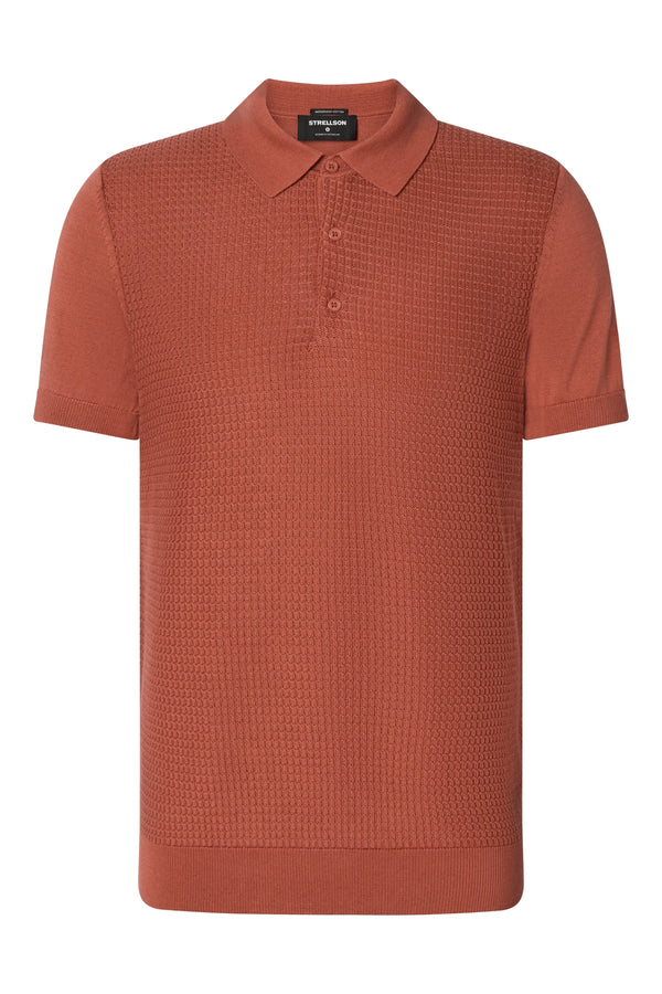 Textured Red Knit Polo