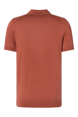 Strellson Textured Red Knit Polo - Tan, Cotton, Regular Fit - View 6