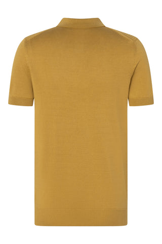 Strellson Textured Mustard Yellow Knit Polo - Cotton, Regular Fit - View 6