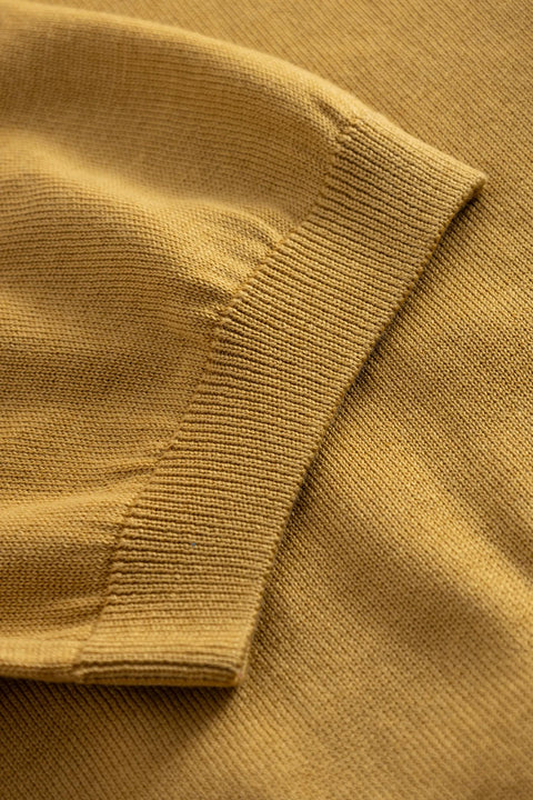Strellson Textured Mustard Yellow Knit Polo - Cotton, Regular Fit - Back View