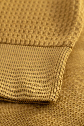 Strellson Textured Mustard Yellow Knit Polo - Cotton, Regular Fit - View 5