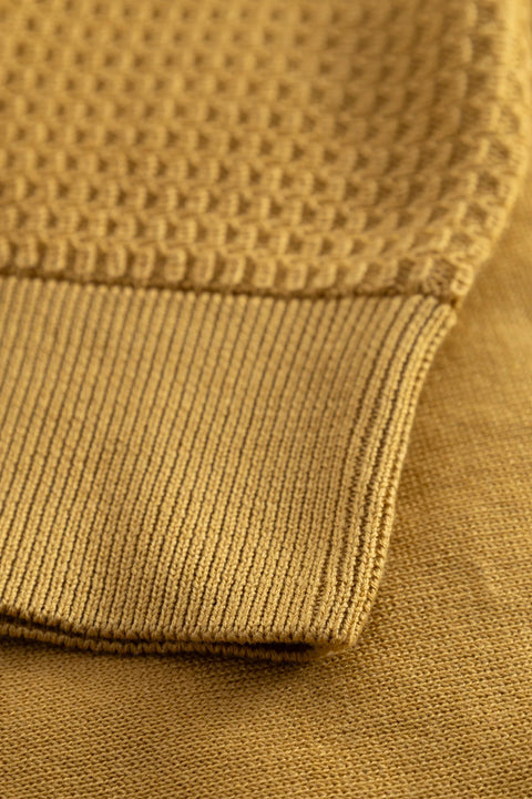 Strellson Textured Mustard Yellow Knit Polo - Cotton, Regular Fit - View 5