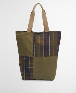 Barbour Dark Green Transport Patchwork Tote Bag 1