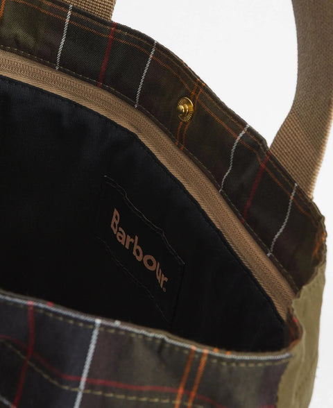 Barbour Dark Green Transport Patchwork Tote Bag 5
