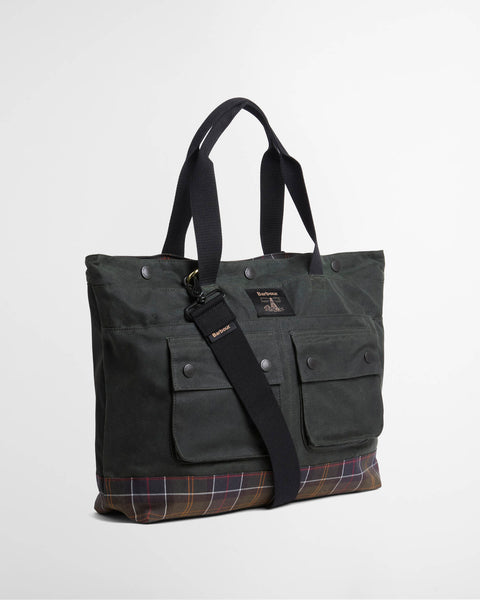 Barbour Sage Field Wax Tote 2
